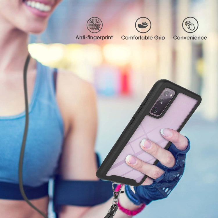 For Samsung Galaxy S20 FE 5G / 4G Starry Sky Solid Color Series Shockproof PC + TPU Protective Case with Neck Strap(Black) by buy2fix