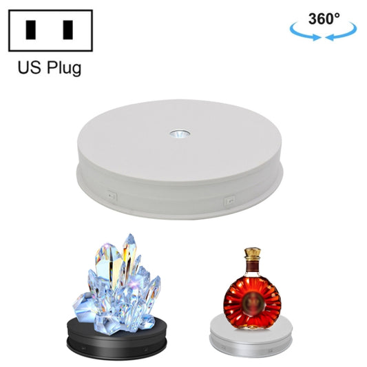 30cm Electric Rotating Turntable Display Stand  LED Light Video Shooting Props Turntable, Power Plug:110V US Plug(White) -  by buy2fix | Online Shopping UK | buy2fix