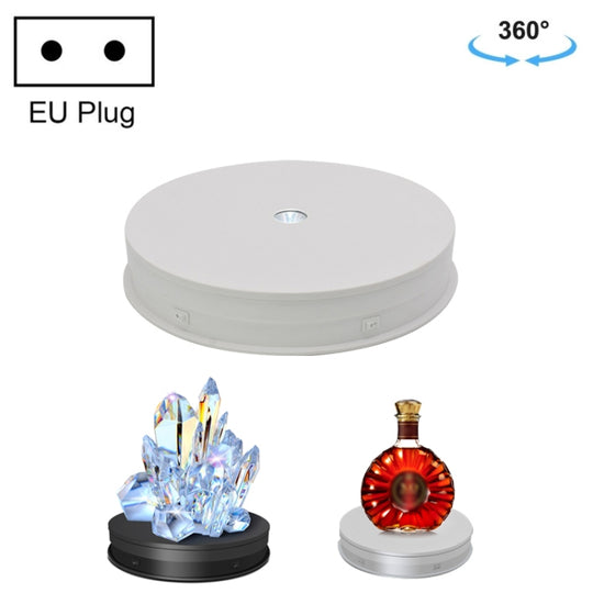 30cm Electric Rotating Turntable Display Stand  LED Light Video Shooting Props Turntable, Power Plug:220V EU Plug(White)