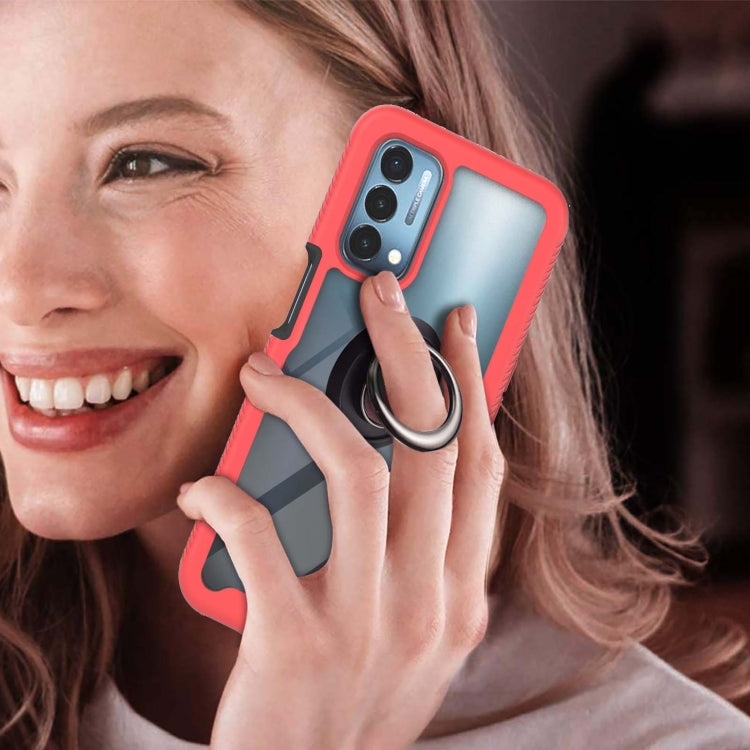 For OPPO A54 5G / A74 5G / A93 5G Starry Sky Solid Color Series Shockproof PC + TPU Protective Case with Ring Holder & Magnetic Function(Red) by buy2fix