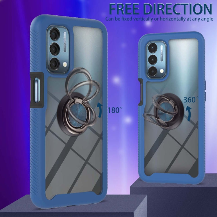 For OPPO A54 5G / A74 5G / A93 5G Starry Sky Solid Color Series Shockproof PC + TPU Protective Case with Ring Holder & Magnetic Function(Blue) by buy2fix