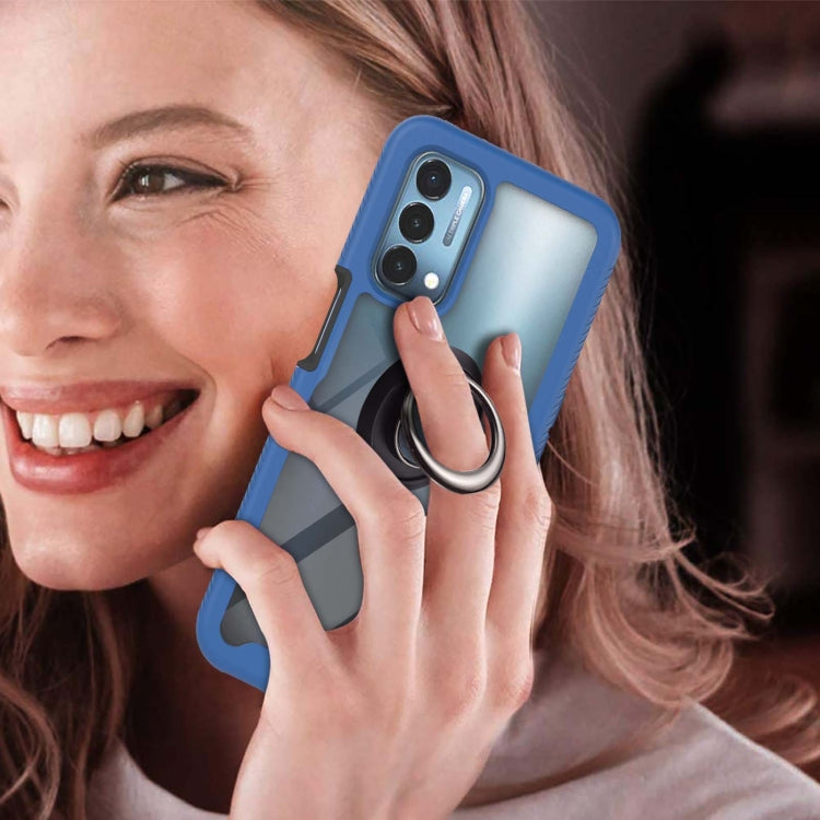 For OPPO A54 5G / A74 5G / A93 5G Starry Sky Solid Color Series Shockproof PC + TPU Protective Case with Ring Holder & Magnetic Function(Blue) by buy2fix