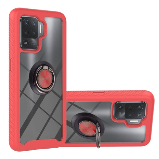 For OPPO A94 4G / Reno5 Lite Starry Sky Solid Color Series Shockproof PC + TPU Protective Case with Ring Holder & Magnetic Function(Red) by buy2fix