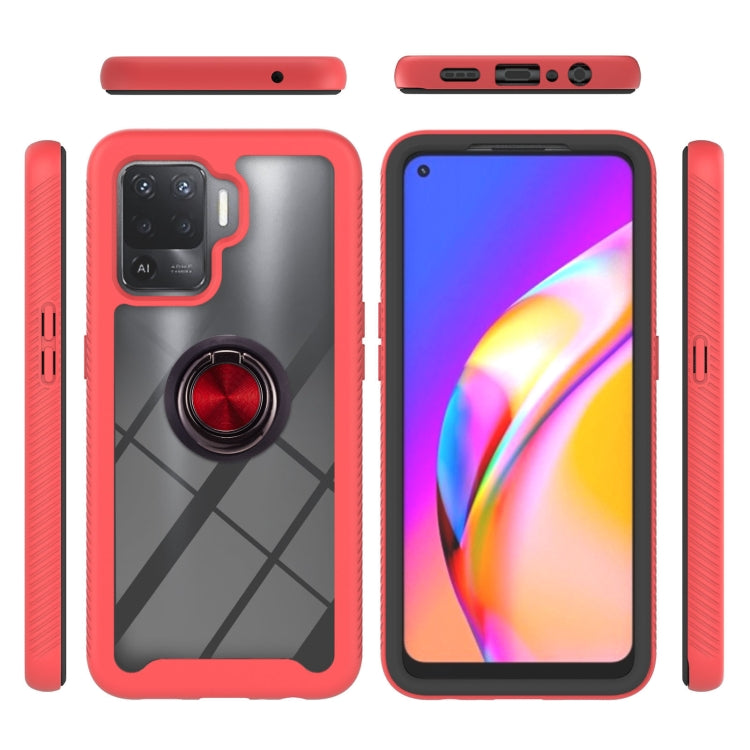 For OPPO A94 4G / Reno5 Lite Starry Sky Solid Color Series Shockproof PC + TPU Protective Case with Ring Holder & Magnetic Function(Red) by buy2fix