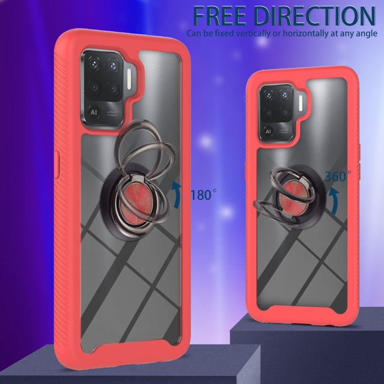 For OPPO A94 4G / Reno5 Lite Starry Sky Solid Color Series Shockproof PC + TPU Protective Case with Ring Holder & Magnetic Function(Red) by buy2fix