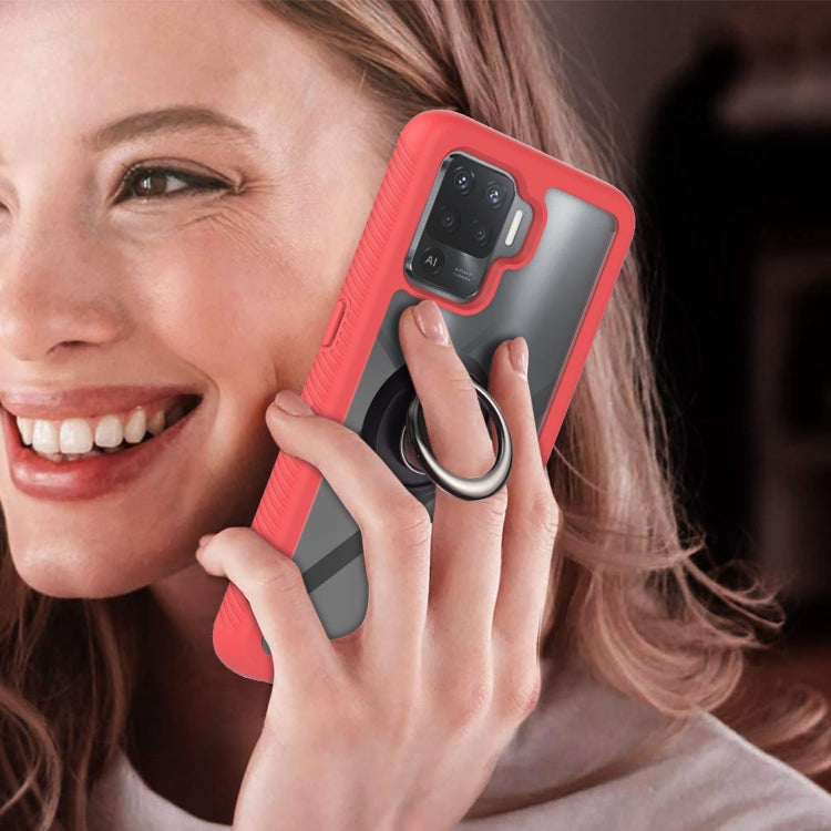 For OPPO A94 4G / Reno5 Lite Starry Sky Solid Color Series Shockproof PC + TPU Protective Case with Ring Holder & Magnetic Function(Red) by buy2fix