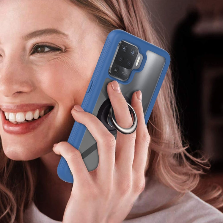 For OPPO A94 4G / Reno5 Lite Starry Sky Solid Color Series Shockproof PC + TPU Protective Case with Ring Holder & Magnetic Function(Blue) by buy2fix