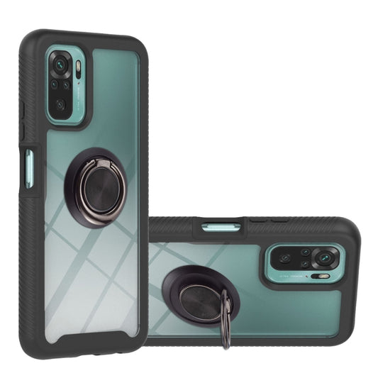 For Xiaomi Redmi Note 10 Starry Sky Solid Color Series Shockproof PC + TPU Protective Case with Ring Holder & Magnetic Function(Black) - Xiaomi Cases by buy2fix | Online Shopping UK | buy2fix