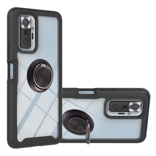 For Xiaomi Redmi Note 10 Pro / Redmi Note 10 Pro Max Starry Sky Solid Color Series Shockproof PC + TPU Protective Case with Ring Holder & Magnetic Function(Black) - Xiaomi Cases by buy2fix | Online Shopping UK | buy2fix
