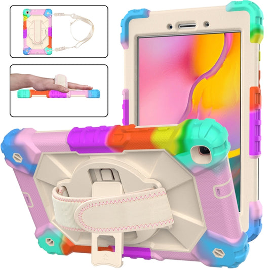 For Samsung Galaxy Tab A 8.0 (2019)T290/T295 Contrast Color Robot Shockproof Silicon + PC Protective Case with Holder & Shoulder Strap(Colorful Mint) - Other Galaxy Tab PC by buy2fix | Online Shopping UK | buy2fix
