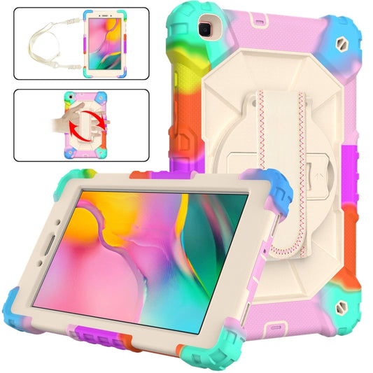 For Samsung Galaxy Tab A 8.0 (2019)T290/T295 Contrast Color Robot Shockproof Silicon + PC Protective Case with Holder & Shoulder Strap(Colorful Mint) - Other Galaxy Tab PC by buy2fix | Online Shopping UK | buy2fix