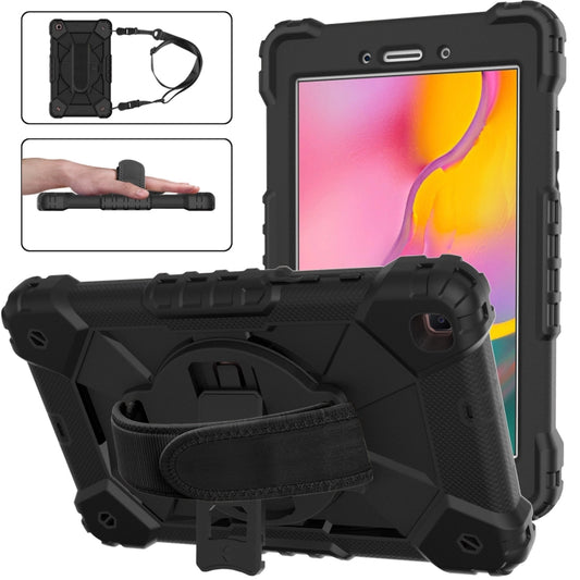 For Samsung Galaxy Tab A 8.0 (2019)T290/T295 Contrast Color Robot Shockproof Silicon + PC Protective Case with Holder & Shoulder Strap(Black) - Other Galaxy Tab PC by buy2fix | Online Shopping UK | buy2fix