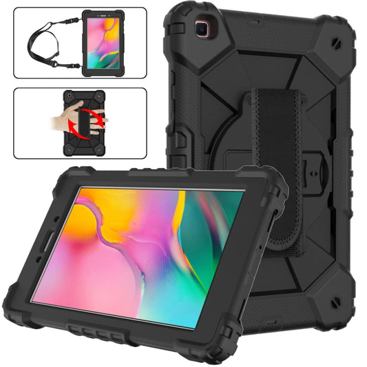 For Samsung Galaxy Tab A 8.0 (2019)T290/T295 Contrast Color Robot Shockproof Silicon + PC Protective Case with Holder & Shoulder Strap(Black) - Other Galaxy Tab PC by buy2fix | Online Shopping UK | buy2fix
