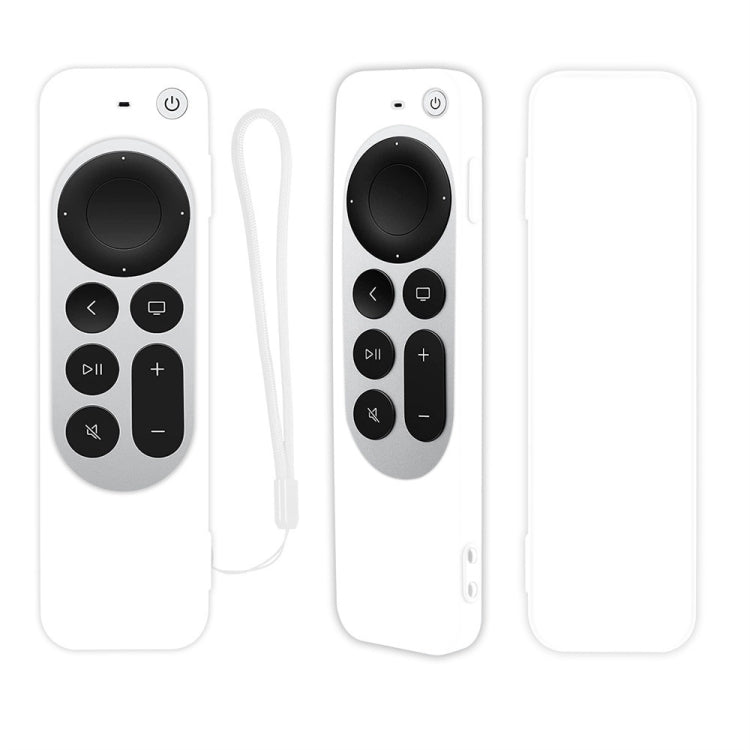 Silicone Protective Case Cover with Rope For Apple TV 4K 4th Siri Remote Controller(White) - Apple TV Accessories by buy2fix | Online Shopping UK | buy2fix