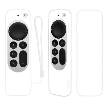 Silicone Protective Case Cover with Rope For Apple TV 4K 4th Siri Remote Controller(White) - Apple TV Accessories by buy2fix | Online Shopping UK | buy2fix