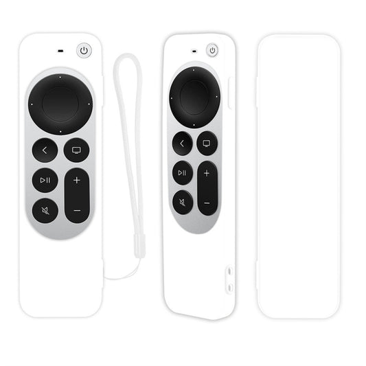 Silicone Protective Case Cover with Rope For Apple TV 4K 4th Siri Remote Controller(White) - Apple TV Accessories by buy2fix | Online Shopping UK | buy2fix