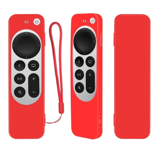Silicone Protective Case Cover with Rope For Apple TV 4K 4th Siri Remote Controller(Red) - Apple TV Accessories by buy2fix | Online Shopping UK | buy2fix