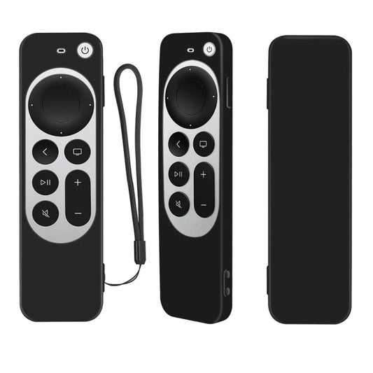 Silicone Protective Case Cover with Rope For Apple TV 4K 4th Siri Remote Controller(Black) - Apple TV Accessories by buy2fix | Online Shopping UK | buy2fix