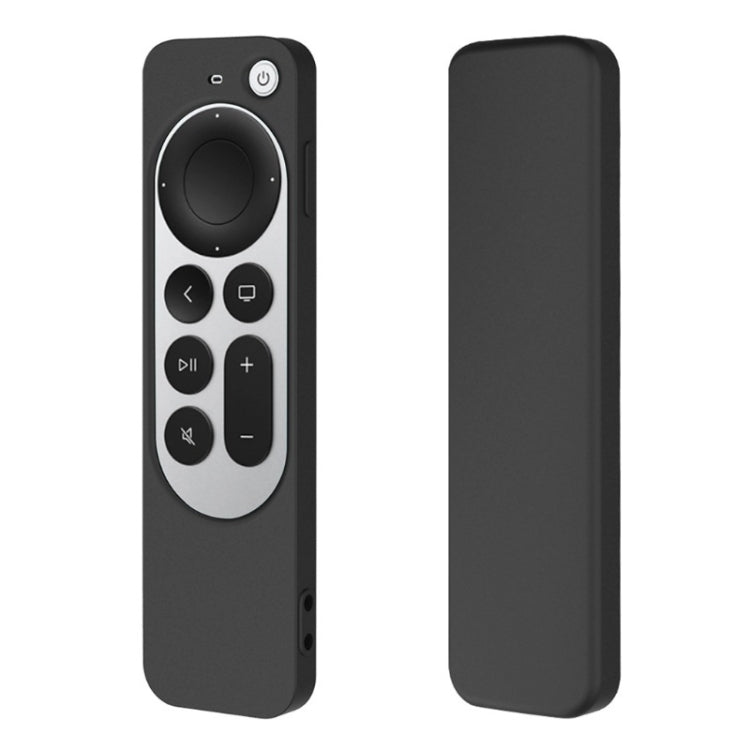 Silicone Protective Case Cover with Rope For Apple TV 4K 4th Siri Remote Controller(Black) - Apple TV Accessories by buy2fix | Online Shopping UK | buy2fix