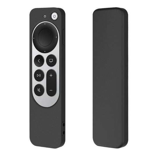 Silicone Protective Case Cover with Rope For Apple TV 4K 4th Siri Remote Controller(Black) - Apple TV Accessories by buy2fix | Online Shopping UK | buy2fix