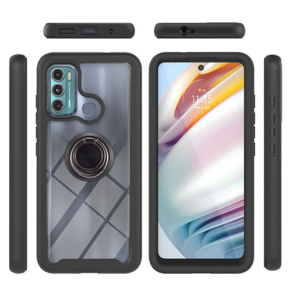 For Motorola Moto G60 Starry Sky Solid Color Series Shockproof PC + TPU Protective Case with Ring Holder & Magnetic Function(Black) - Motorola Cases by buy2fix | Online Shopping UK | buy2fix