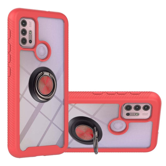 For Motorola Moto G30 / G10 / G10 Power Starry Sky Solid Color Series Shockproof PC + TPU Protective Case with Ring Holder & Magnetic Function(Red) - Motorola Cases by buy2fix | Online Shopping UK | buy2fix