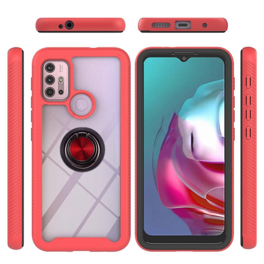 For Motorola Moto G30 / G10 / G10 Power Starry Sky Solid Color Series Shockproof PC + TPU Protective Case with Ring Holder & Magnetic Function(Red) - Motorola Cases by buy2fix | Online Shopping UK | buy2fix