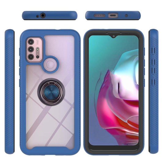 For Motorola Moto G30 / G10 / G10 Power Starry Sky Solid Color Series Shockproof PC + TPU Protective Case with Ring Holder & Magnetic Function(Blue) - Motorola Cases by buy2fix | Online Shopping UK | buy2fix