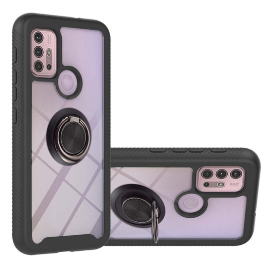 For Motorola Moto G30 / G10 / G10 Power Starry Sky Solid Color Series Shockproof PC + TPU Protective Case with Ring Holder & Magnetic Function(Black) - Motorola Cases by buy2fix | Online Shopping UK | buy2fix