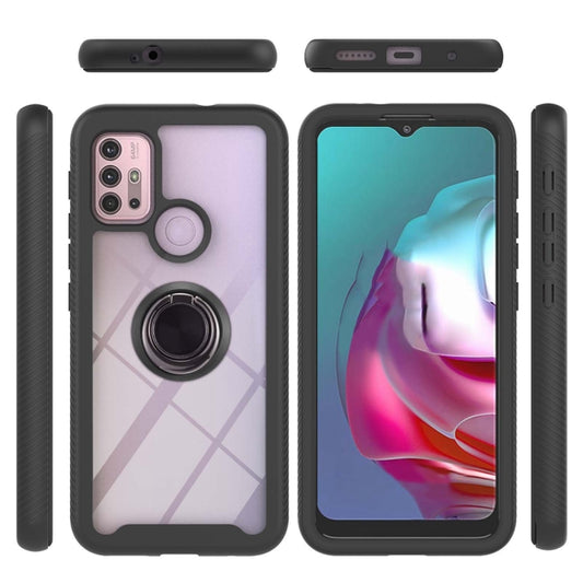 For Motorola Moto G30 / G10 / G10 Power Starry Sky Solid Color Series Shockproof PC + TPU Protective Case with Ring Holder & Magnetic Function(Black) - Motorola Cases by buy2fix | Online Shopping UK | buy2fix