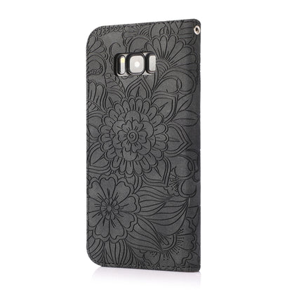 For Samsung Galaxy S8+ Skin Feel Embossed Sunflower Horizontal Flip Leather Case with Holder & Card Slots & Wallet & Lanyard(Black) by buy2fix