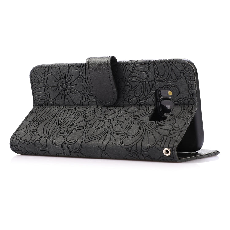 For Samsung Galaxy S8+ Skin Feel Embossed Sunflower Horizontal Flip Leather Case with Holder & Card Slots & Wallet & Lanyard(Black) by buy2fix