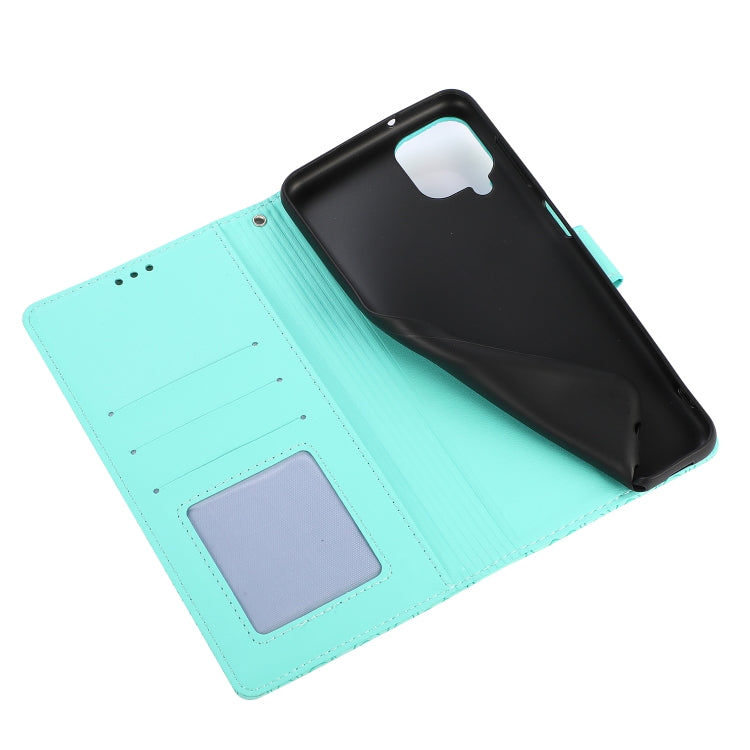 For Samsung Galaxy A12 Skin Feel Embossed Sunflower Horizontal Flip Leather Case with Holder & Card Slots & Wallet & Lanyard(Green) by buy2fix