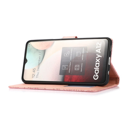 For Samsung Galaxy A12 Skin Feel Embossed Sunflower Horizontal Flip Leather Case with Holder & Card Slots & Wallet & Lanyard(Rose Gold) by buy2fix