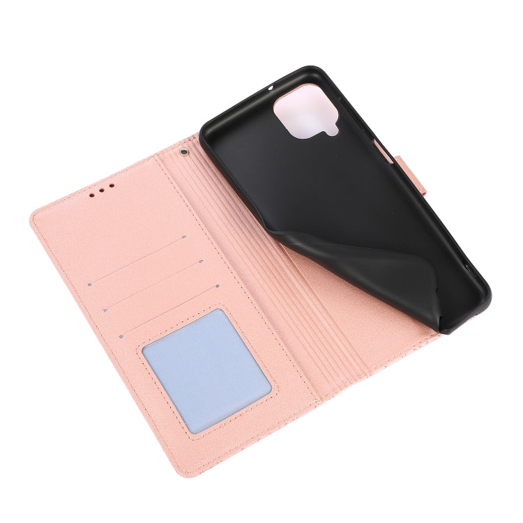 For Samsung Galaxy A12 Skin Feel Embossed Sunflower Horizontal Flip Leather Case with Holder & Card Slots & Wallet & Lanyard(Rose Gold) by buy2fix