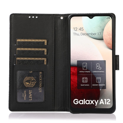 For Samsung Galaxy A12 Skin Feel Embossed Sunflower Horizontal Flip Leather Case with Holder & Card Slots & Wallet & Lanyard(Black) by buy2fix