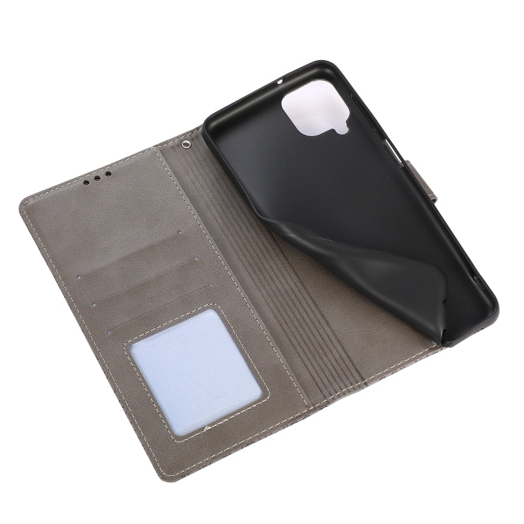 For Samsung Galaxy A12 Skin Feel Embossed Sunflower Horizontal Flip Leather Case with Holder & Card Slots & Wallet & Lanyard(Gray) by buy2fix