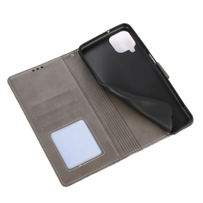 For Samsung Galaxy A12 Skin Feel Embossed Sunflower Horizontal Flip Leather Case with Holder & Card Slots & Wallet & Lanyard(Gray) by buy2fix