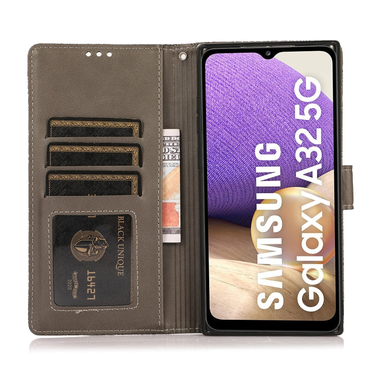 For Samsung Galaxy A32 5G Skin Feel Embossed Sunflower Horizontal Flip Leather Case with Holder & Card Slots & Wallet & Lanyard(Gray) by buy2fix