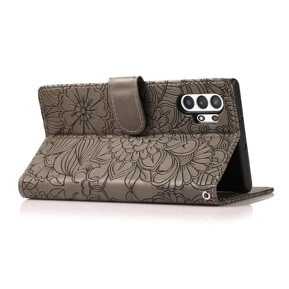 For Samsung Galaxy A32 5G Skin Feel Embossed Sunflower Horizontal Flip Leather Case with Holder & Card Slots & Wallet & Lanyard(Gray) by buy2fix