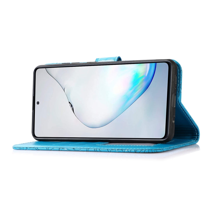 For Samsung Galaxy Note10 Lite / A81 Skin Feel Embossed Sunflower Horizontal Flip Leather Case with Holder & Card Slots & Wallet & Lanyard(Blue) by buy2fix