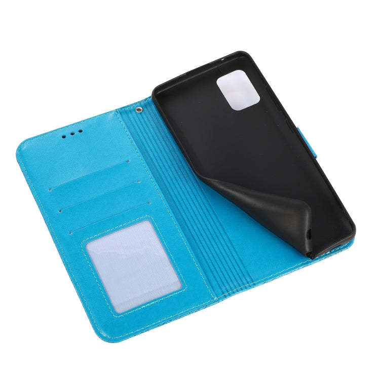 For Samsung Galaxy Note10 Lite / A81 Skin Feel Embossed Sunflower Horizontal Flip Leather Case with Holder & Card Slots & Wallet & Lanyard(Blue) by buy2fix