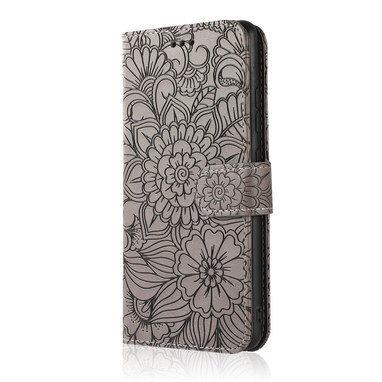 For Samsung Galaxy Note10 Lite / A81 Skin Feel Embossed Sunflower Horizontal Flip Leather Case with Holder & Card Slots & Wallet & Lanyard(Gray) by buy2fix