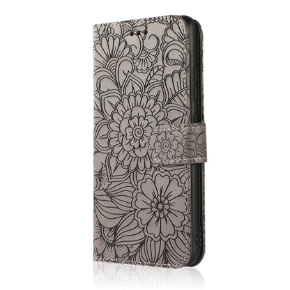 For Samsung Galaxy Note10 Lite / A81 Skin Feel Embossed Sunflower Horizontal Flip Leather Case with Holder & Card Slots & Wallet & Lanyard(Gray) by buy2fix