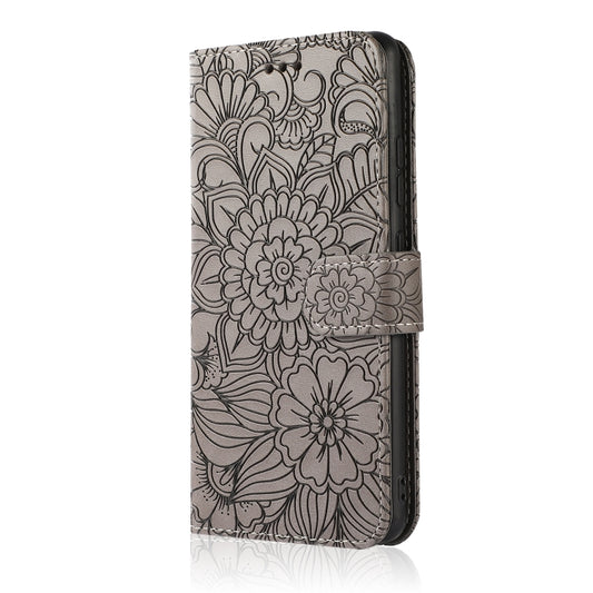 For Samsung Galaxy Note10 Lite / A81 Skin Feel Embossed Sunflower Horizontal Flip Leather Case with Holder & Card Slots & Wallet & Lanyard(Gray) by buy2fix