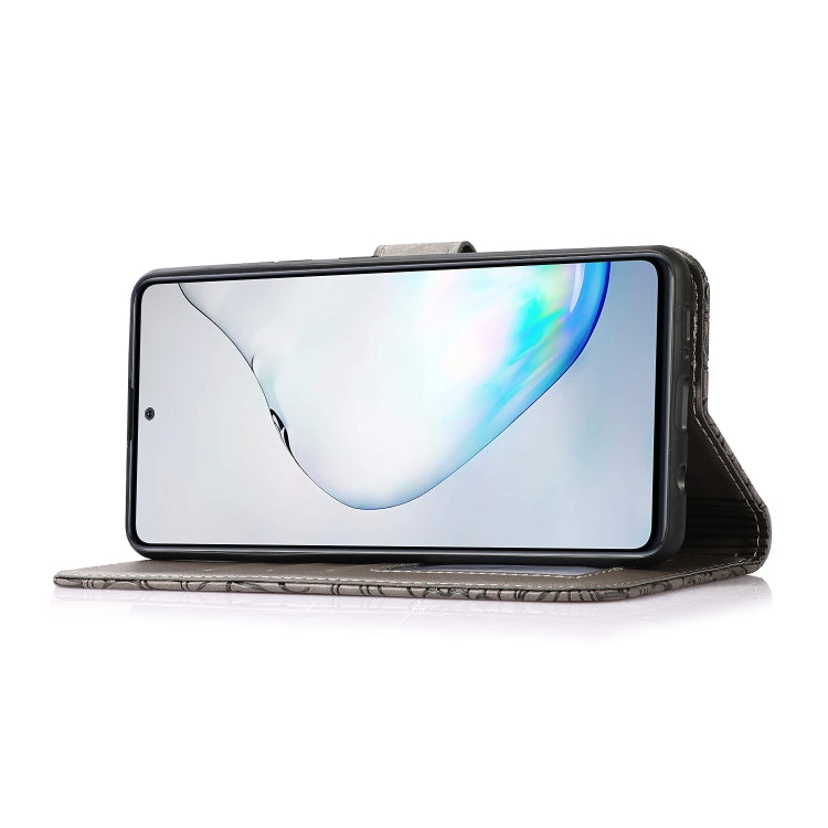 For Samsung Galaxy Note10 Lite / A81 Skin Feel Embossed Sunflower Horizontal Flip Leather Case with Holder & Card Slots & Wallet & Lanyard(Gray) by buy2fix