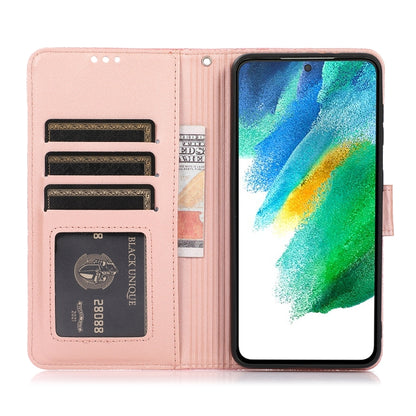 For Samsung Galaxy S21 FE Skin Feel Embossed Sunflower Horizontal Flip Leather Case with Holder & Card Slots & Wallet & Lanyard(Rose Gold) by buy2fix