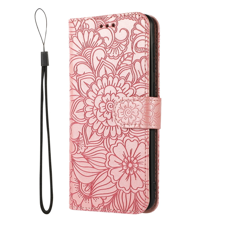 For Samsung Galaxy A30s Skin Feel Embossed Sunflower Horizontal Flip Leather Case with Holder & Card Slots & Wallet & Lanyard(Rose Gold) by buy2fix