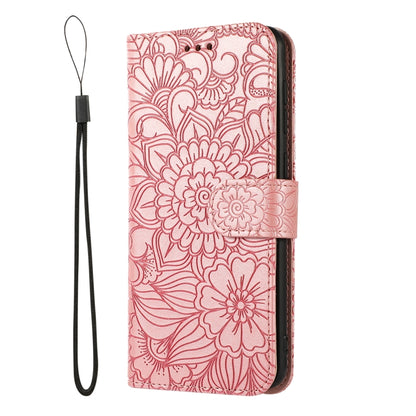 For Samsung Galaxy A30s Skin Feel Embossed Sunflower Horizontal Flip Leather Case with Holder & Card Slots & Wallet & Lanyard(Rose Gold) by buy2fix