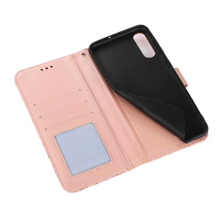 For Samsung Galaxy A30s Skin Feel Embossed Sunflower Horizontal Flip Leather Case with Holder & Card Slots & Wallet & Lanyard(Rose Gold) by buy2fix